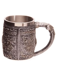 Taza y Jarra para cerveza con diseño de casco de guerrero vikingo medieval, taza para cerveza con calavera gótica, 325 ml