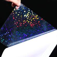 50 Blatt Zerbrochenes Glas Holografischer Aufkleber Papier 2.9*4.1 Inch Glitzer Klar Holografisches Überlaminierungsfilm Selbstklebende Vinyl Blätter Schulanfang, Schulanfang, Schulmaterial