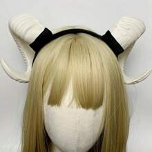 Opaska na głowę z rogami byka w stylu retro, rekwizyt do zdjęć na Halloween, kostium karnawałowy, zabawny dodatek do LARP-ów, dodatek do występów scenicznych, opaska na włosy dla kobiet, akcesoria do włosów, obręcz do włosów, kostium - kształt - Zobacz 4