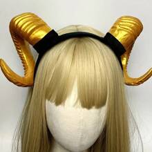 Opaska na głowę z rogami byka w stylu retro, rekwizyt do zdjęć na Halloween, kostium karnawałowy, zabawny dodatek do LARP-ów, dodatek do występów scenicznych, opaska na włosy dla kobiet, akcesoria do włosów, obręcz do włosów, kostium - kształt - Zobacz 8