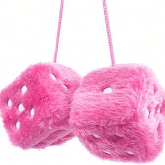 Par fuzzy tärningar med läderprickar Retro bilspegel hängande tillbehör för bildekoration