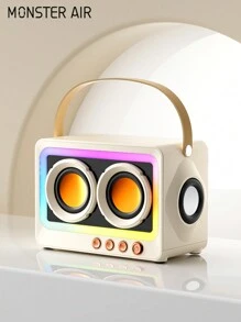 MA-C40便攜式戶外低音炮無線揚聲器，具有3D聲音、彩色燈光效果、TF卡插槽、可連接，創意設計 - 白色 - 查看 6