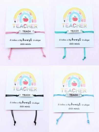 1 pièce Bracelet thème Fête des Enseignants, Cadeau de Remise des Diplômes pour Enseignant, Bracelet Cadeau pour Enseignant, Carte Cadeau Incluse