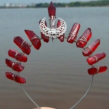 女士晚會天然水晶頭帶，中間圓柱皇冠設計，完美適用於節日和婚紗攝影 - 款式 - 查看 22