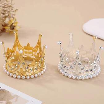 1pc Alloy Rhinestone Crown Bridal Hair Accessory, Party Flower Decor
