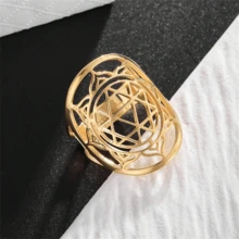 1pc Unisex Stainless Steel Six-Pointed Star Of David Lotus Ring - Hexagram - View 5