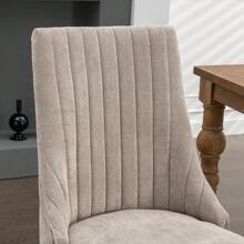 GOODSILO Set Of 2, Rayon Cloth Flocking Linen Dining Chairs Channel Kitchen Dinner Chair Comfy Fabric Upholstered Accent Chair For Dining Room With Curved Solid Wood Legs