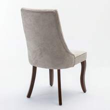 GOODSILO Set Of 2, Rayon Cloth Flocking Linen Dining Chairs Channel Kitchen Dinner Chair Comfy Fabric Upholstered Accent Chair For Dining Room With Curved Solid Wood Legs
