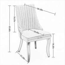 GOODSILO Set Of 2, Rayon Cloth Flocking Linen Dining Chairs Channel Kitchen Dinner Chair Comfy Fabric Upholstered Accent Chair For Dining Room With Curved Solid Wood Legs