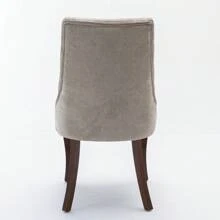 GOODSILO Set Of 2, Rayon Cloth Flocking Linen Dining Chairs Channel Kitchen Dinner Chair Comfy Fabric Upholstered Accent Chair For Dining Room With Curved Solid Wood Legs