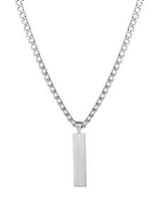 Punk Stainless Steel Carved Men Name Necklace, Customized Name Date Pendant, Men Jewelry Gift