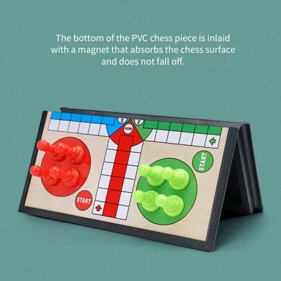 Juego de ludo magnético plegable de plástico, juego de mesa portátil para interiores y exteriores de tamaño pequeño para viajar