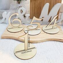 Wedding Wooden Table Numbers, 1-20 Wood Table Numbers With Base, Rustic Wedding Centerpieces Tables Number For Banquets, Restaurants, Parties, Anniversary Decoration - Wood Color - View 5