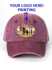 Customizable Photo Printed Baseball Cap, Unisex Washed Dad Hat For Outdoor Activities