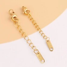 10pcs Stainless Steel Extension Chains Extended Tail Chains Lobster Clasps Connectors DIY Jewelry Making Findings Bracelet Necklace
