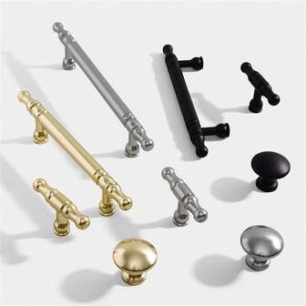 1pc/2PCS Aluminum Alloy Gold Black Silver Nickel Kitchen Cabinet Handles And Knobs Drawer Handles Wardrobe Door Pulls Furniture Hardware