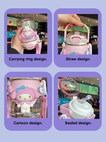 Sanrio Christmas Decoration 1Pc 820ml Large Capacity Water Bottle Portable Straw Water Cup Outdoor Sports Fitness Gift (Some Parts May Be Random),Cinnamoroll,Kuromi,Hello Kitty