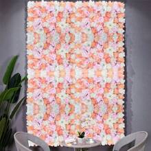 LIVINGANDHOME Living And Home Artificial Rose Flower Backdrop Wall Panel - Multicolor - View 3