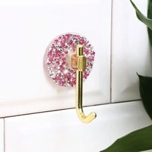 1pc Diamond-Studded Adhesive Wall Hook For Bathroom, Doorway & Wall Hanging, Non-Drilling Hanging Hook, Luxury Design, Bathroom Accessories, Room Decor