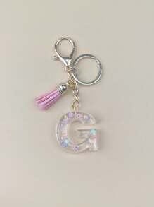 1 Peça de Chaveiro de Resina com Inicial, Ornamentos Feitos à Mão, Adequado para Bolsas, Acessórios, Encantos, Acessórios de Telefone Celular de Mulheres, Conchas de Borboleta, Lantejoulas em Forma de Estrela, Acessórios Escolares de Carro, Acessórios Góticos Fofos Y2k, Ideias de Presentes para o Dia dos Professores e Natal