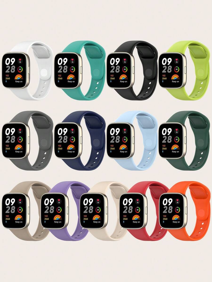 1pc Unisex Solid Color Silicone Watch Band, Compatible With Redmi Watch 3, Suitable For Daily Wear