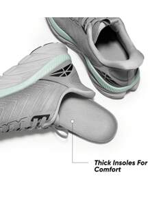 Women's Slip On Walking Shoes Running Comfortable Tennis Breathable Non Slip Athletic Gym Workout Cross Training Sneakers - 灰色 - 查看 9