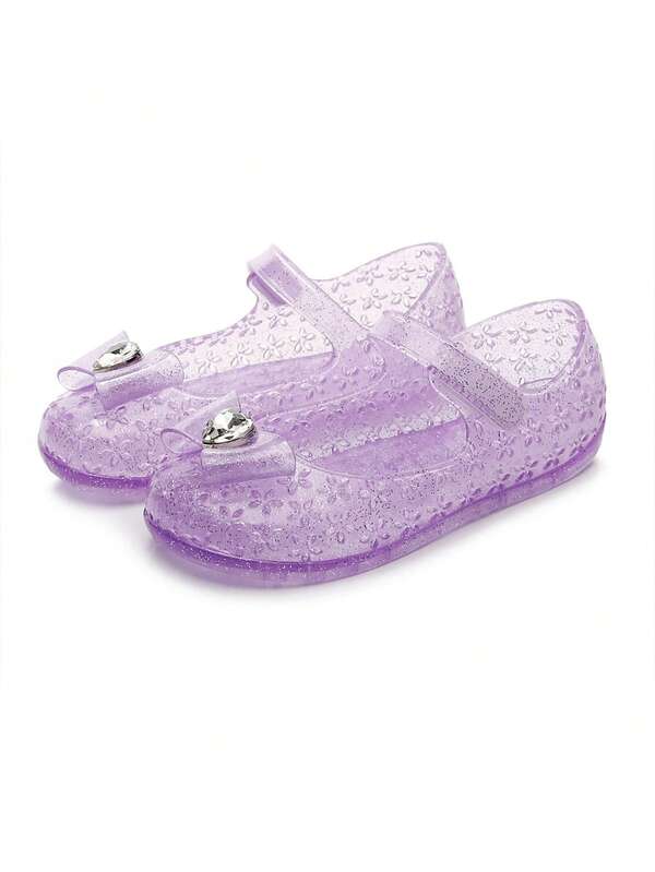 1pair Girls' Princess Sandals, Closed Toe Sandals With Crystal Decoration
