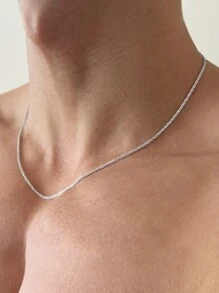 FOREVER QUEEN 925純銀項鍊女款銀鍊無吊墜925鎖骨鏈裸鏈星系鏈細鏈疊戴 - 銀色 - 查看 6