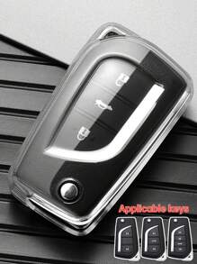 1pc Specialized TPU Car Key Case, Anti-Fall Folding Key Protection Cover, Fit For Toyota New Corolla, New Reiz And RAV4 Models