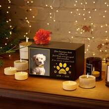 Urnes pour animaux de compagnie personnalisées pour les cendres de chiens - Boîte commémorative pour animaux de compagnie personnalisée avec photo, urne de crémation pour animaux de compagnie, urne de souvenir en bois, Saint-Valentin, décoration de Saint-Valentin, imperméable, scellé, sans repassage, gravé, ornemental, exquis, vintage, haute qualité, adorable, personnalisé, unique, cadeaux idéaux pour elle, anniversaire d'animaux de compagnie, remise des diplômes, impression graphique