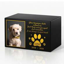 Urnes pour animaux de compagnie personnalisées pour les cendres de chiens - Boîte commémorative pour animaux de compagnie personnalisée avec photo, urne de crémation pour animaux de compagnie, urne de souvenir en bois, Saint-Valentin, décoration de Saint-Valentin, imperméable, scellé, sans repassage, gravé, ornemental, exquis, vintage, haute qualité, adorable, personnalisé, unique, cadeaux idéaux pour elle, anniversaire d'animaux de compagnie, remise des diplômes, impression graphique