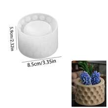 花盆硅胶树脂模具、DIY 水晶树脂、圆点储物盒模具、水泥花瓶、石膏首饰、笔筒、烛台蜡铸模具 - 白色 - 查看 13