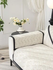 1入組絨織沙發坐墊，四季通用防滑座椅套現代沙發毯 - 咖啡棕 - 查看 4