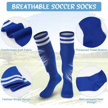 1 Set Soccer Socks With Knee-High Shin Guards & Straps For Training And Competition