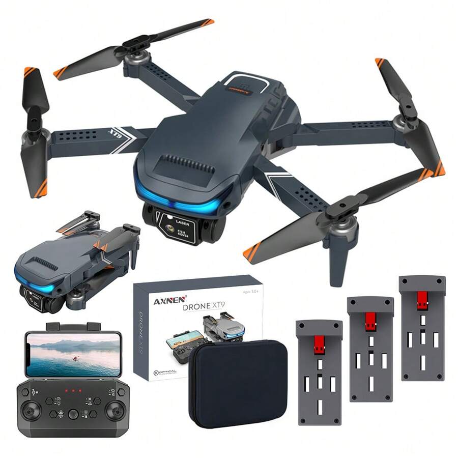 Mini drone Axnen 4K XT9 3 Battery con dual cámara HD 2.4GHz 3 baterías Oscuro Gris - Negro - Ver 1