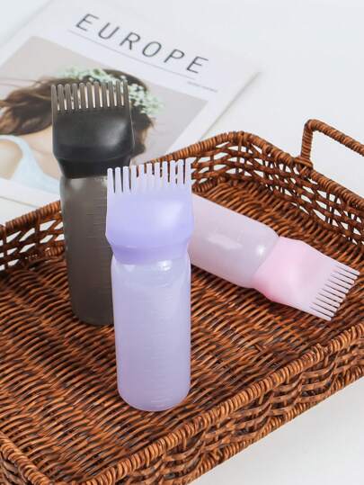1 pieza Botella de plástico para teñir, adecuada para coloración y lavado del cabello, con botella de tinte para el cabello con graduación y engrosamiento, aplicable para permanente, herramientas de peluquería, productos y accesorios de peluquería, esencial para salón, viajes de belleza, vuelta al colegio, viajes y vacaciones