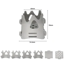 1入超輕便攜折疊口袋爐，適用於戶外露營和求生，可進行木材燃燒 - 銀色 - 查看 5