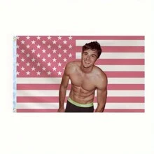 1pc Jacob Elordi Pink American Flag Funny Banner Flags For Wall Hanging Poster Flags, Jacob Elordi US USA America 90x150cm Flag, Funny Flag Decorations, Decoration For Room, Dorm, Outdoor, Parties