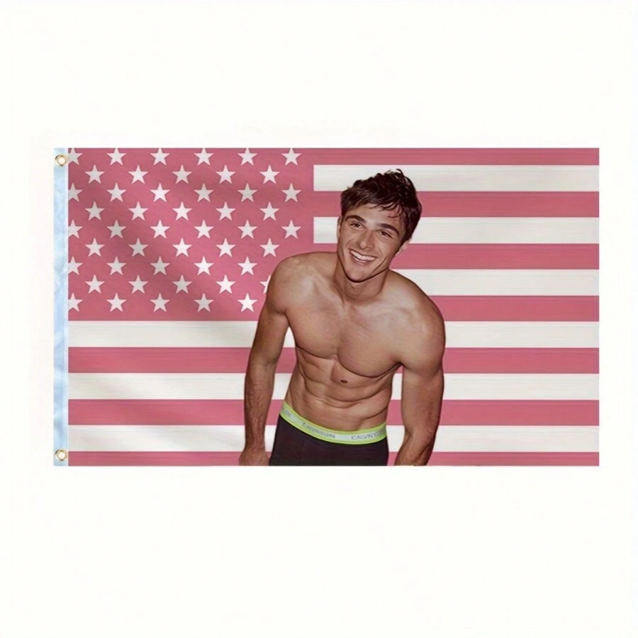 1pc Jacob Elordi Pink American Flag Funny Banner Flags For Wall Hanging Poster Flags, Jacob Elordi US USA America 90x150cm Flag, Funny Flag Decorations, Decoration For Room, Dorm, Outdoor, Parties