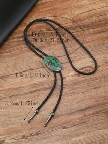 1件復古風格多元音式鋅合金公牛頭馬頭吊墜皮革男項鏈，日常佩戴 - 黑色 - 查看 7