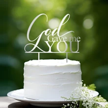 God Gave Me YOU Wedding Cake Topper Cake Decoration In Acrylic - Silver - View 3