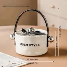 1只高檔陶瓷客廳收納籃，帶皮革手柄和亞克力蓋，便攜與輕奢零食、糖果和乾果收納盒，手提水果儲存盤，客廳和廚房配件 - 1件手提帶蓋籃子 - 查看 15