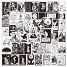 62pcs Black And White Card Sticker, Gothic Horror Waterproof Vinyl Decal For Water Bottle, Laptop, Phone, Skateboard, Guitar, Luggage, Notebook, Hard Hat, Party Supply, Scrapbooking, Gift Decoration For Children, Teenagers And Adults.,Stickers,Goth,Card Sticker