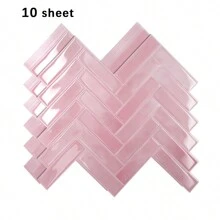 shiny home 10pcs Herringbone 3D Self-Adhesive Wall Tile, Heat Resistant Peelable Kitchen Backsplash, Waterproof Bathroom Wall Tile Sticker, RV Convenient Wall Tile, Home Decor - Multicolor - View 14
