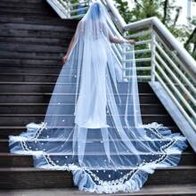 1pc Long Bridal Wedding Veils Cathedral Length Veil Scalloped Ruffled Ruffles Plus Size Wedding Dresses Accessories For Bride Party - M80 - View 5