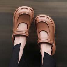 Phụ Nữ Vintage Mary Jane Bít Mũi Dép, Mùa Hè Thời Trang Đế Nêm Chống Trơn Trượt Giày Đục Lỗ Thông Thường - màu nâu - Xem 4