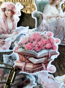1 set Adesivi decorativi vintage acquerello donna vittoriana che legge un diario adatti per scrapbook, agenda, quaderno, biglietto di auguri, tazza, telefono cellulare