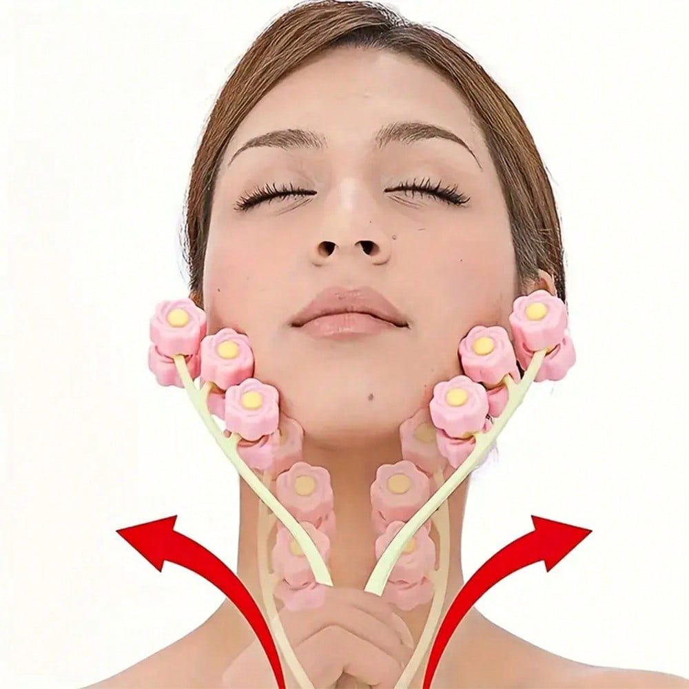 Rouleau de massage facial manuel en forme de fleur