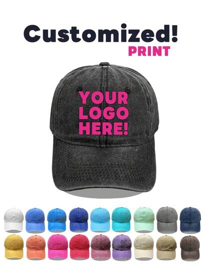 (Customized) 1pc Unisex Personalized Washed Baseball Cap With Gold Embroidery And Printed Logo, Customized As A Gift For Mother's Day Or Other Holidays Fashionable, Colorful, Vintage, Contracted, Y2K, Stylish, Fall Fashion, Casual, 2000s Fashion, Punk, Hipster Custom, Personalized, Unique, Customized Ideal Gifts For Her Girlfriend, Family, Friends, Children For Christmas, For Winter, For Fall/Autumn Finds, Christmas Gift, Personalized Gifts For Women/Men, Christmas Accessories, Winter Fashion,Customized Hats,Easy Comfort,Forest Tones