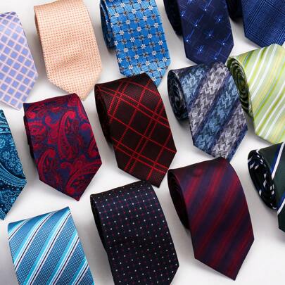 1pc Men's Tie High-End Business Handmade Gourd Pattern Striped Plaid Formal Tie, Gift For Weddings, Clothing Accessories